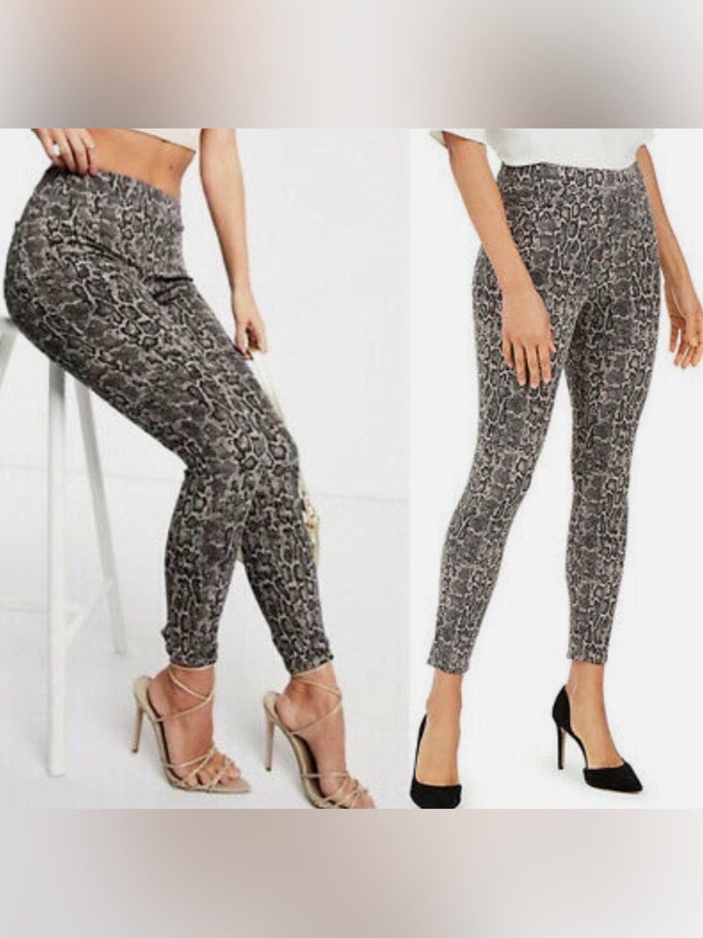 SPANX Jeanish Snake Print Leggings Women’s Medium Pull On Skinny Pants Beige